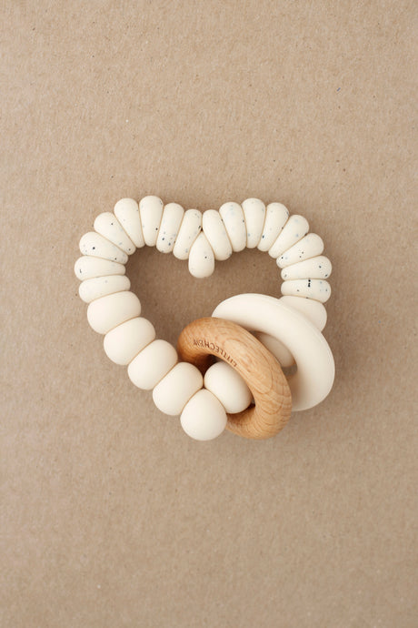 Rattle Teether  - Heart | Cream