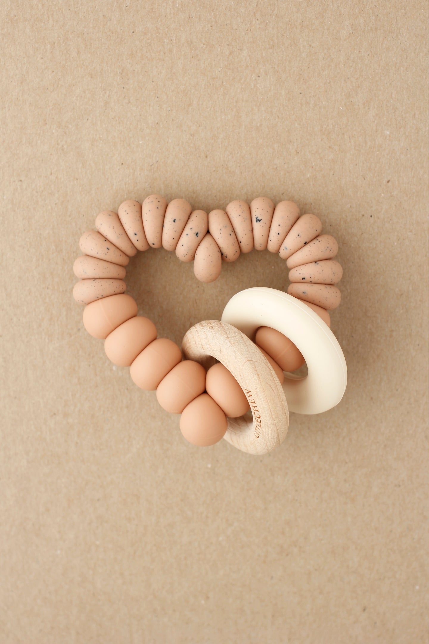 Rattle Teether  - Heart | Dusty Coral